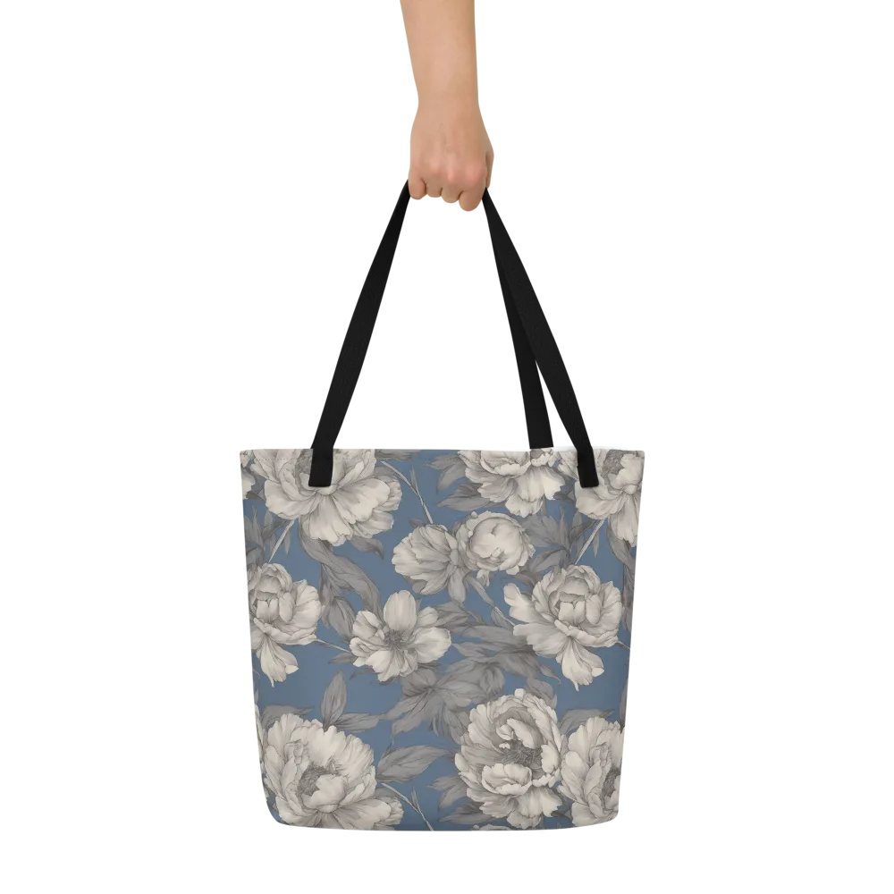 Blue Garden Reverie on Large Tote Bag W/ Pocket — Front