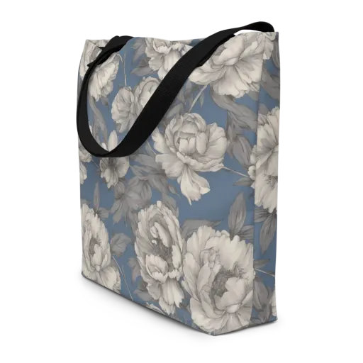 Blue Garden Reverie on a Large Tote Bag W/ Pocket