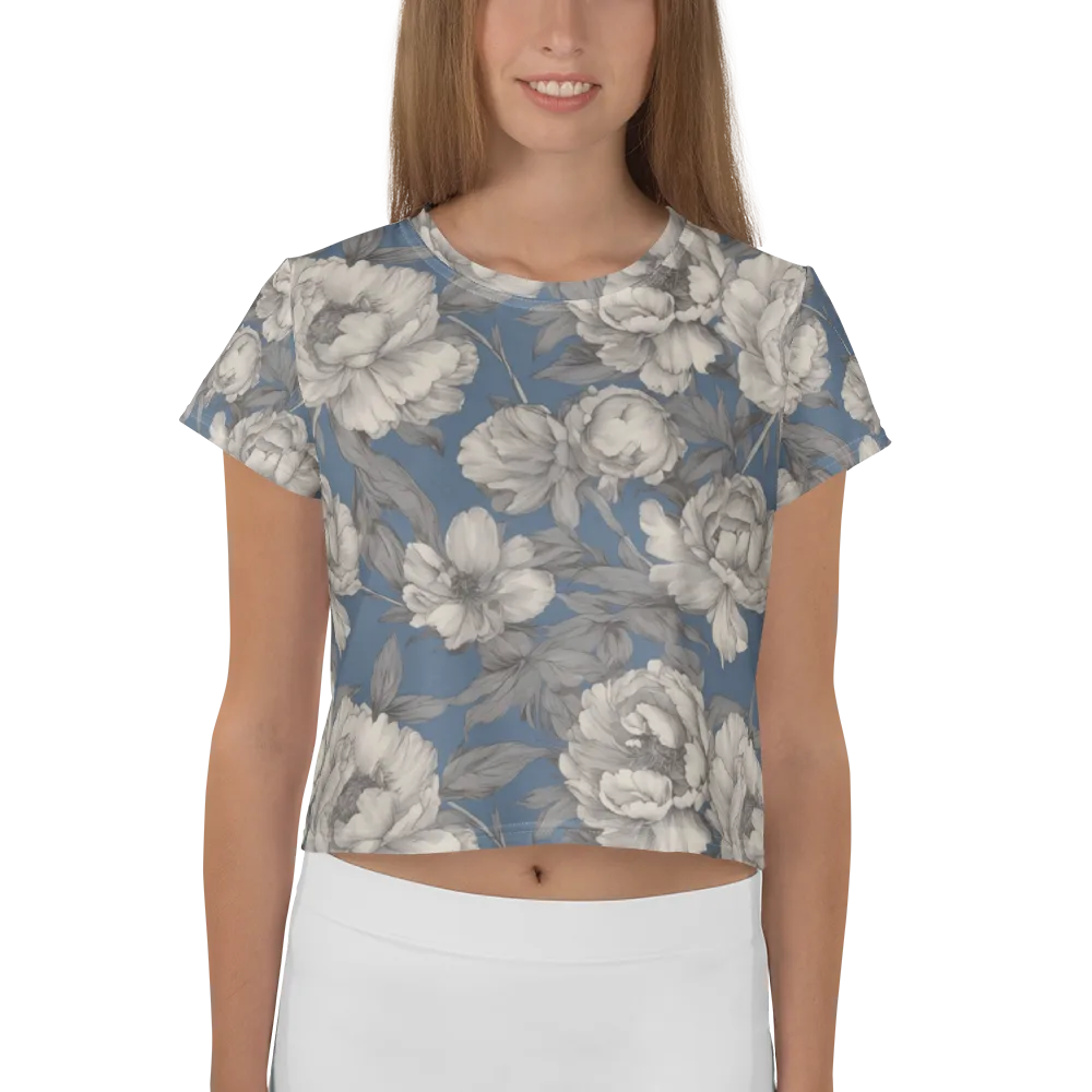 Blue Garden Reverie on Crop Tee — Front
