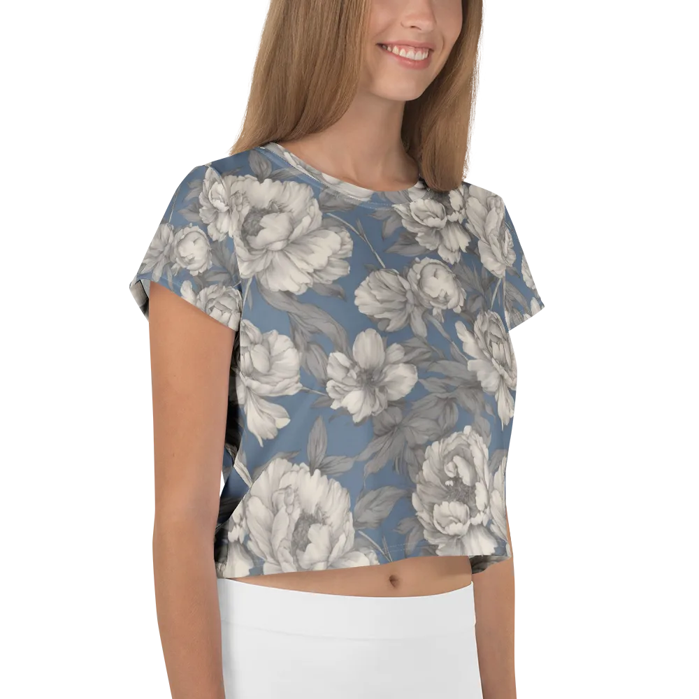 Blue Garden Reverie on Crop Tee — Right