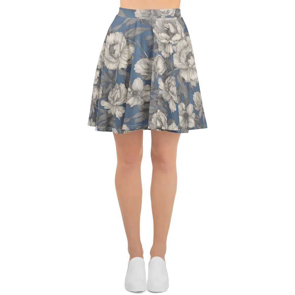 Blue Garden Reverie on Skater Skirt — Front