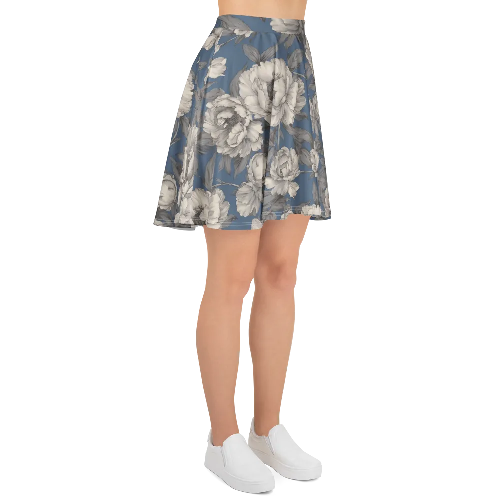 Blue Garden Reverie on Skater Skirt — Right