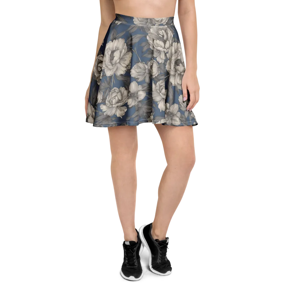 Blue Garden Reverie on Skater Skirt — Front