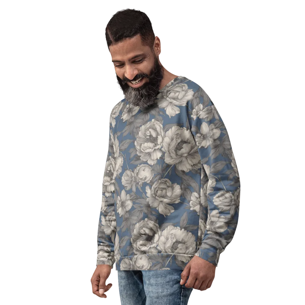 Blue Garden Reverie on Sweatshirt — Left Front