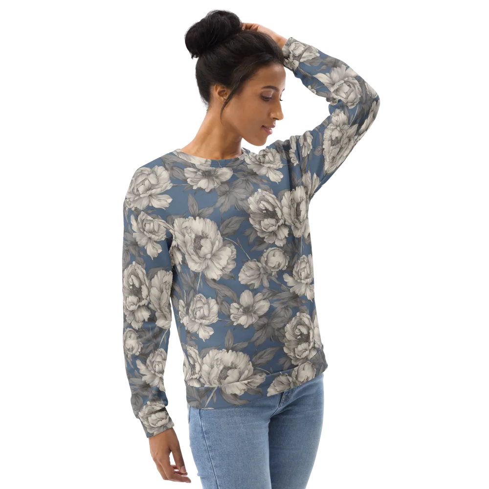 Blue Garden Reverie on Sweatshirt — Right Front