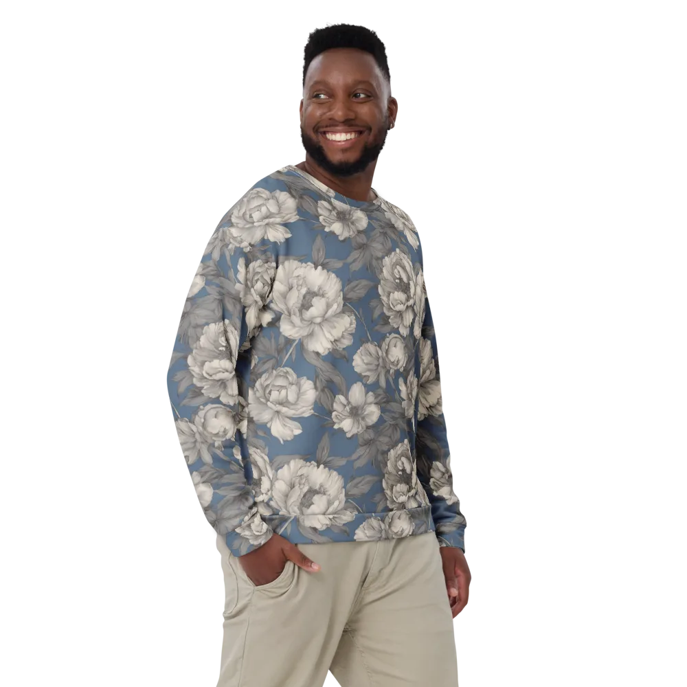 Blue Garden Reverie on Sweatshirt — Front