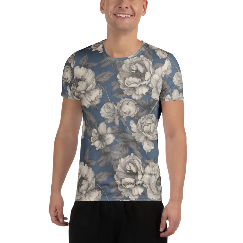 Blue Garden Reverie on Men's Athletic T-Shirt — Front