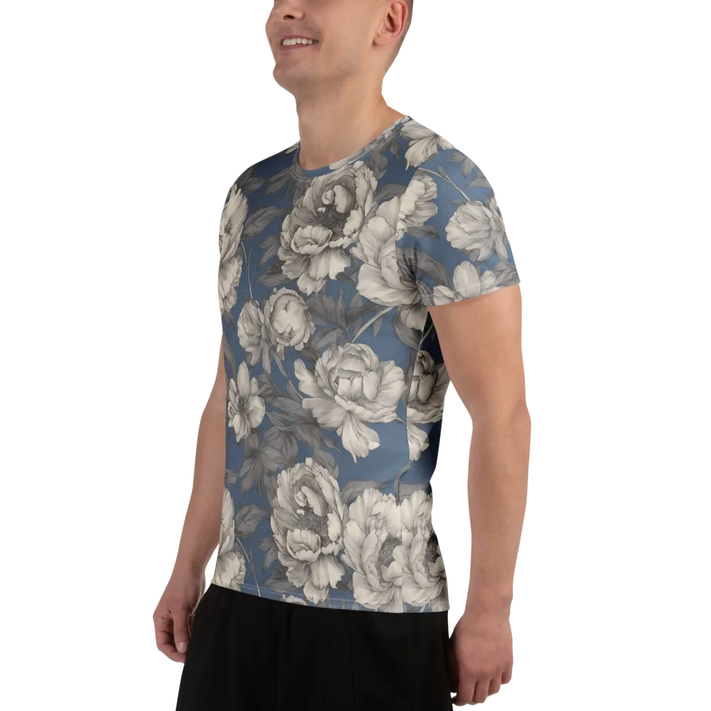 Blue Garden Reverie on Men's Athletic T-Shirt — Left