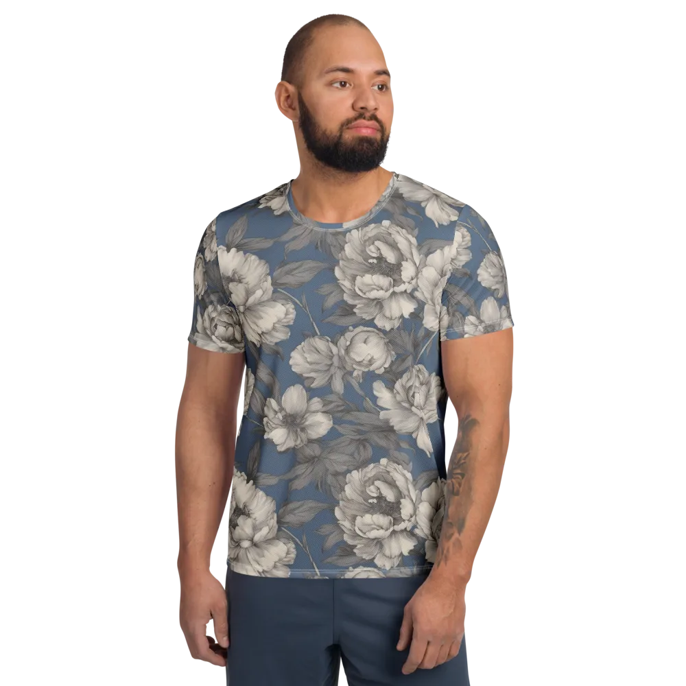 Blue Garden Reverie on Men's Athletic T-Shirt — Front