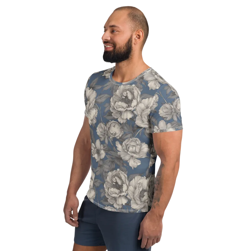 Blue Garden Reverie on Men's Athletic T-Shirt — Left