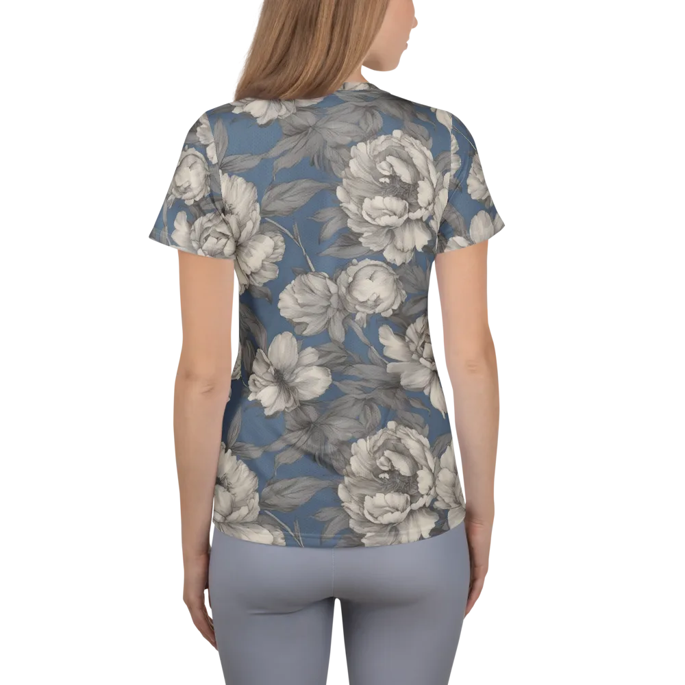 Blue Garden Reverie on Women's Athletic T-Shirt — Back