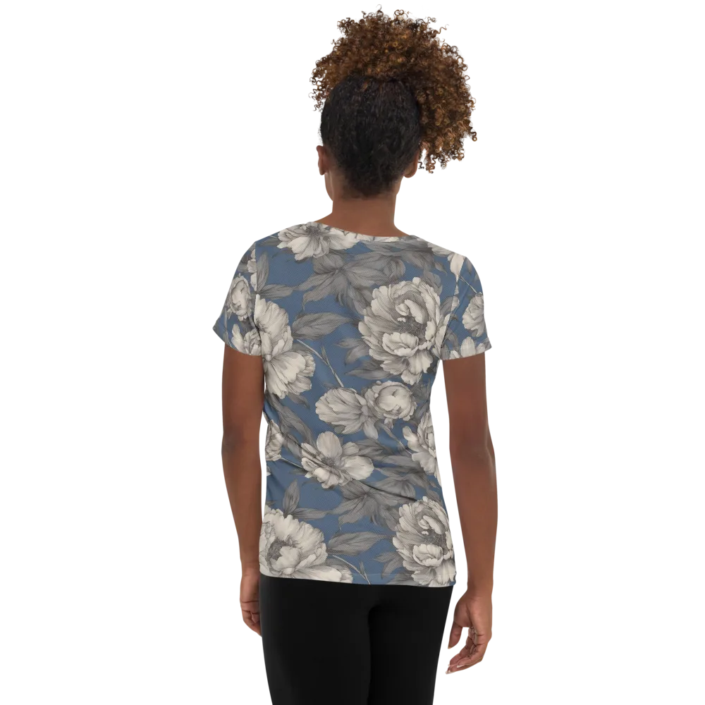 Blue Garden Reverie on Women's Athletic T-Shirt — Back