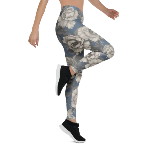 Blue Garden Reverie on a Leggings