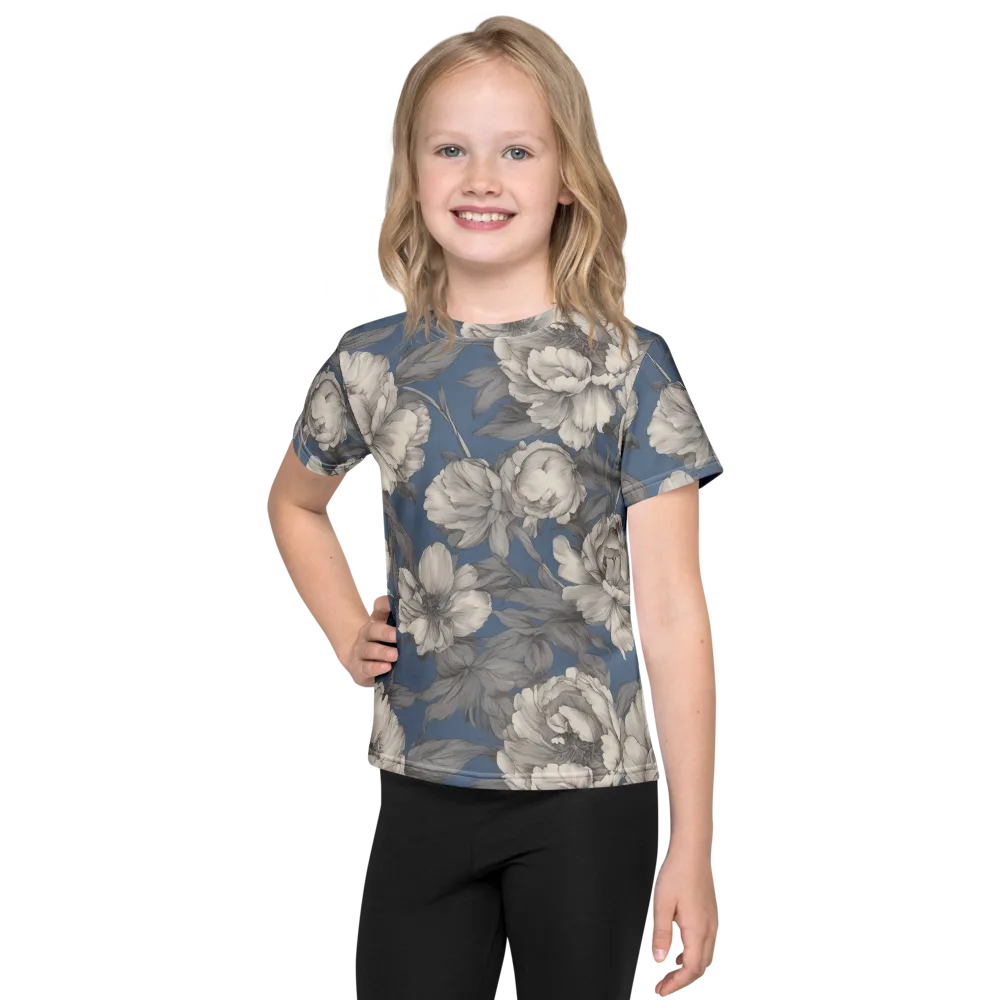 Blue Garden Reverie on Kids Crew Neck T-Shirt — Front