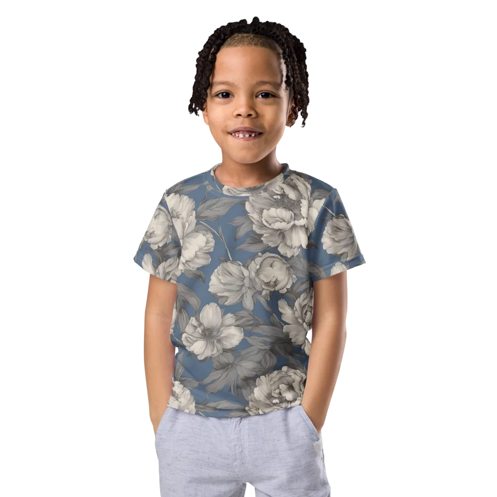 Blue Garden Reverie on Kids Crew Neck T-Shirt — Front
