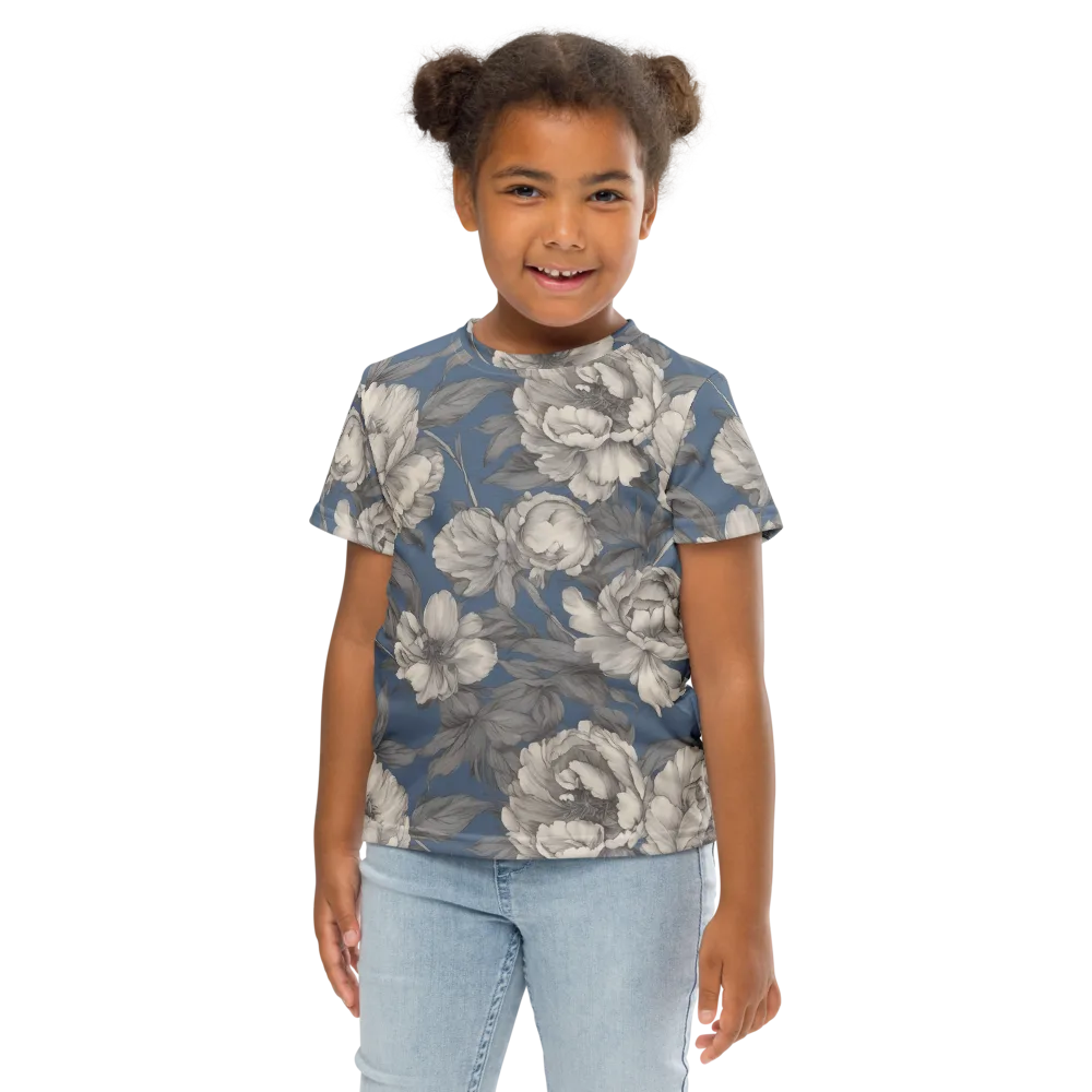 Blue Garden Reverie on Kids Crew Neck T-Shirt — Front