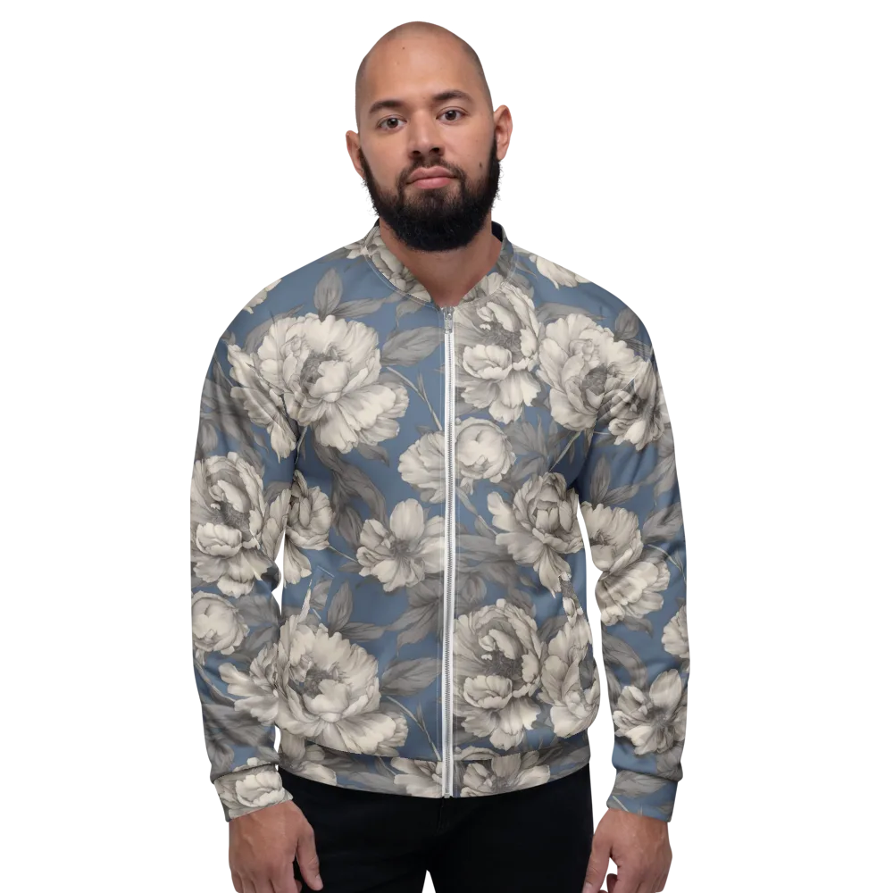 Blue Garden Reverie on Bomber Jacket — Front