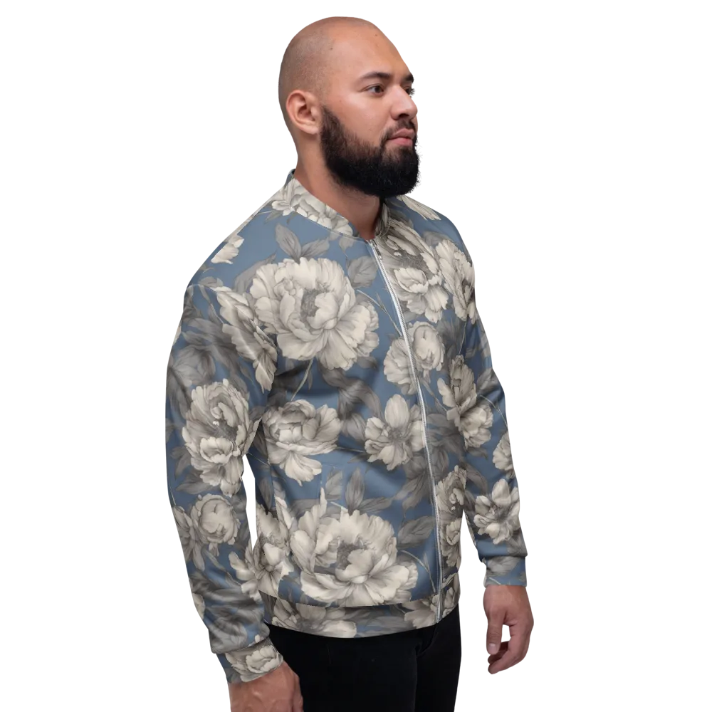 Blue Garden Reverie on Bomber Jacket — Right