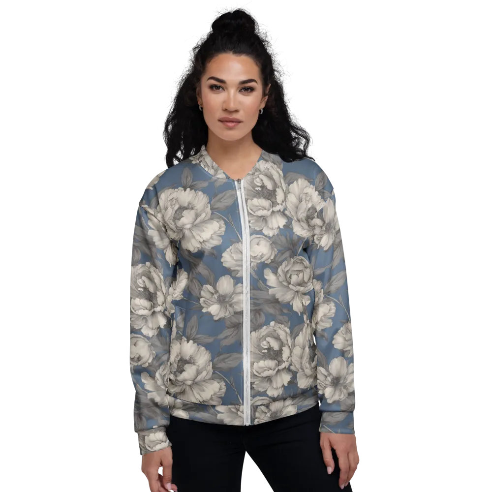 Blue Garden Reverie on Bomber Jacket — Front