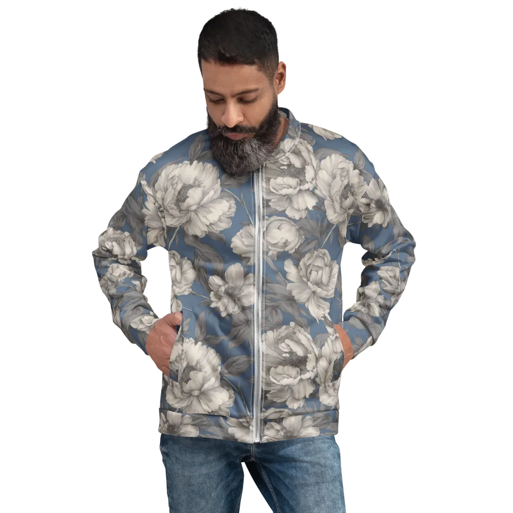Blue Garden Reverie on Bomber Jacket — Front