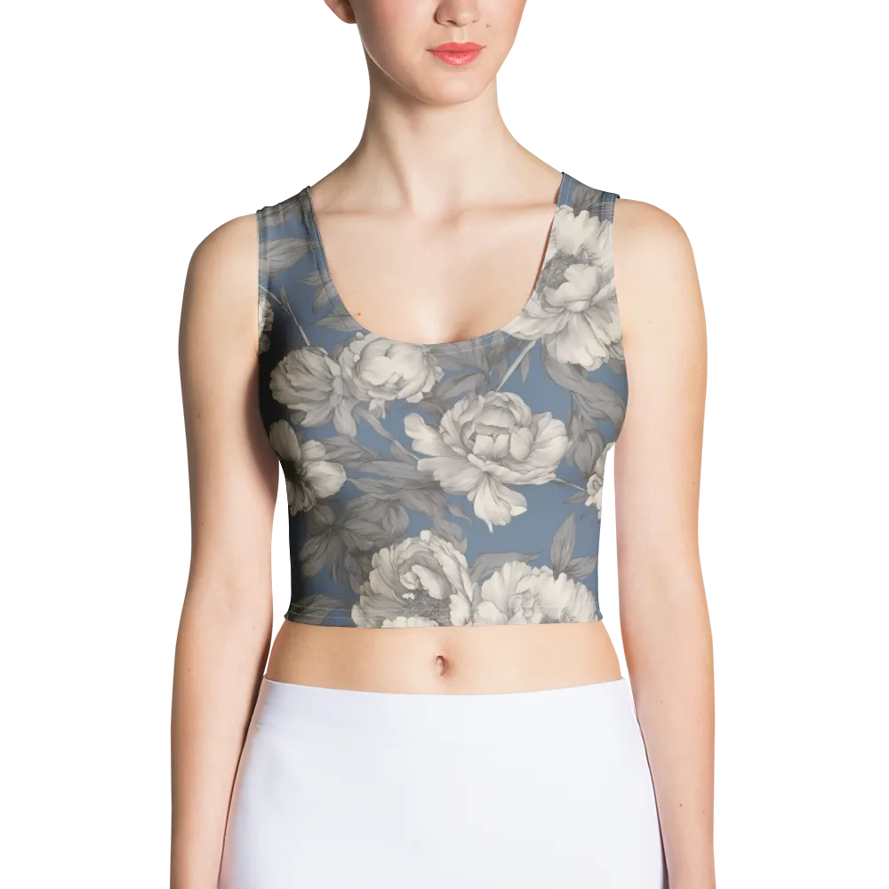 Blue Garden Reverie on Crop Top — Front