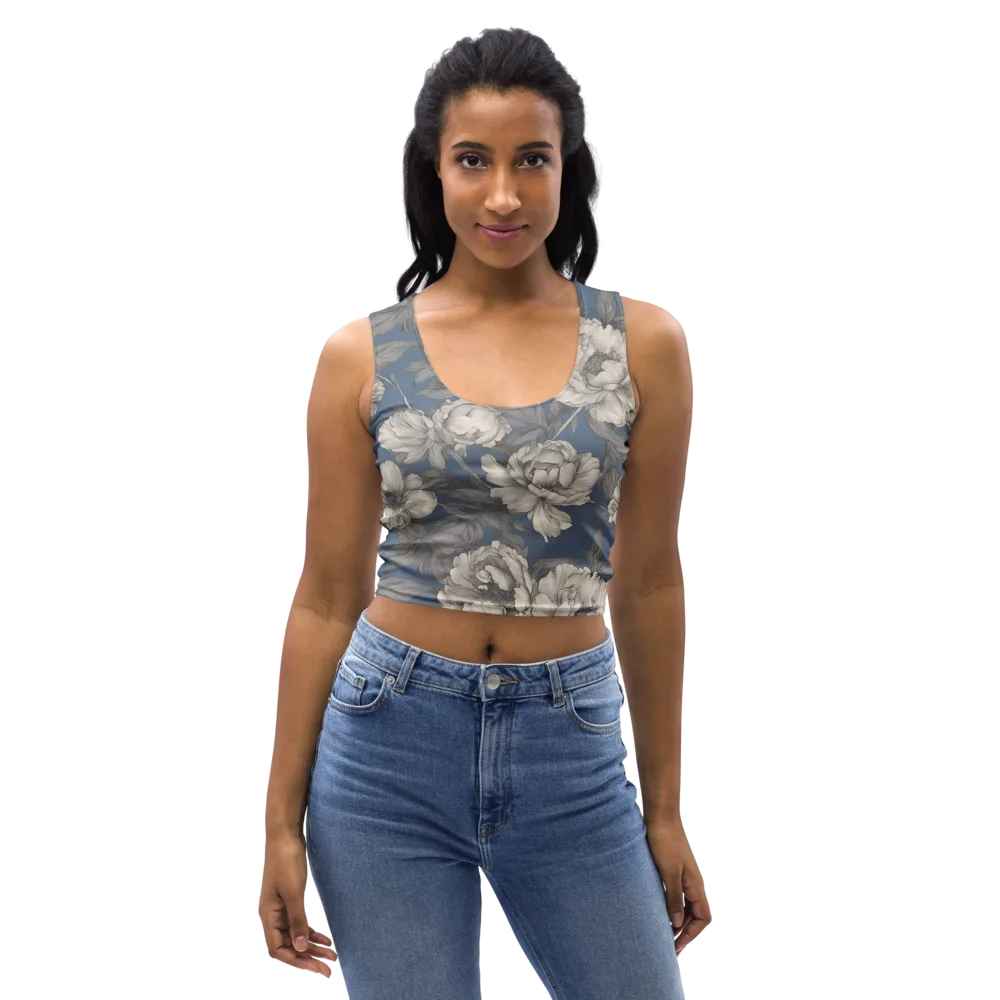 Blue Garden Reverie on Crop Top — Front