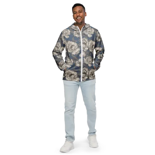 Blue Garden Reverie on a Men's Windbreaker