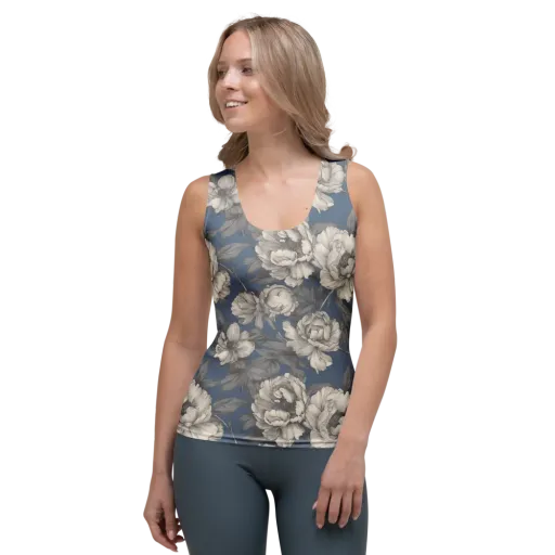Blue Garden Reverie on a Women's Tank Top