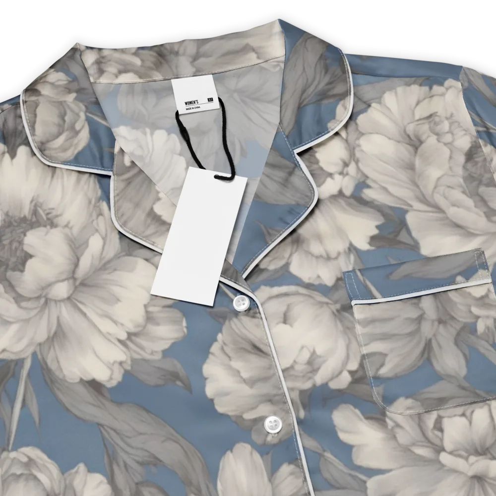 Blue Garden Reverie on Women's Short Sleeve Pajama Top — Product details
