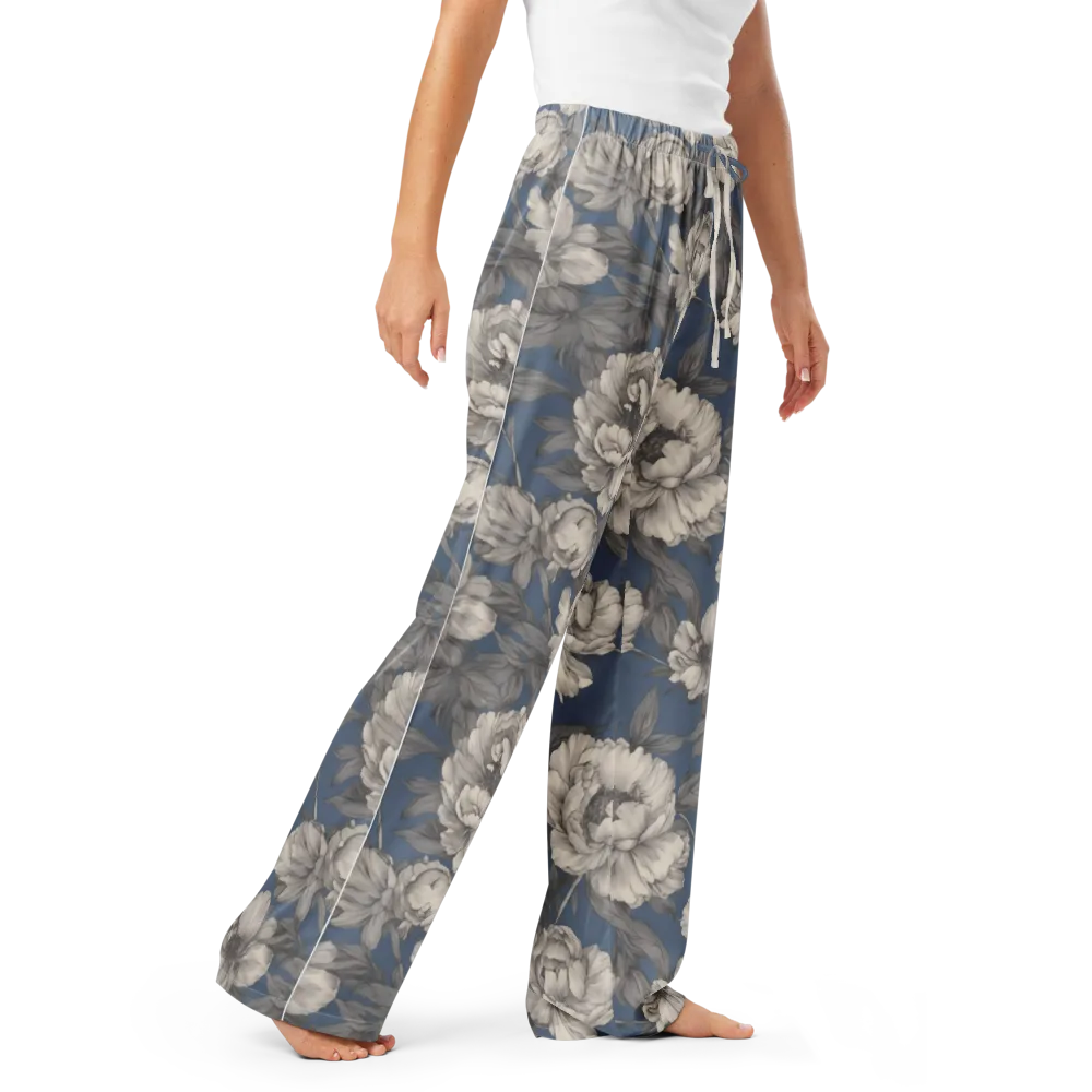 Blue Garden Reverie on Women's Pajama Pants — Right Front