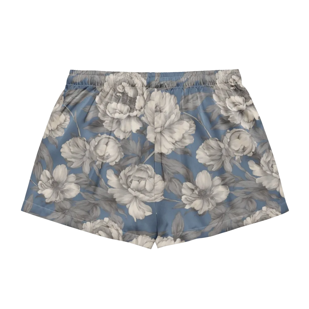 Blue Garden Reverie on Women's Pajama Shorts — Back