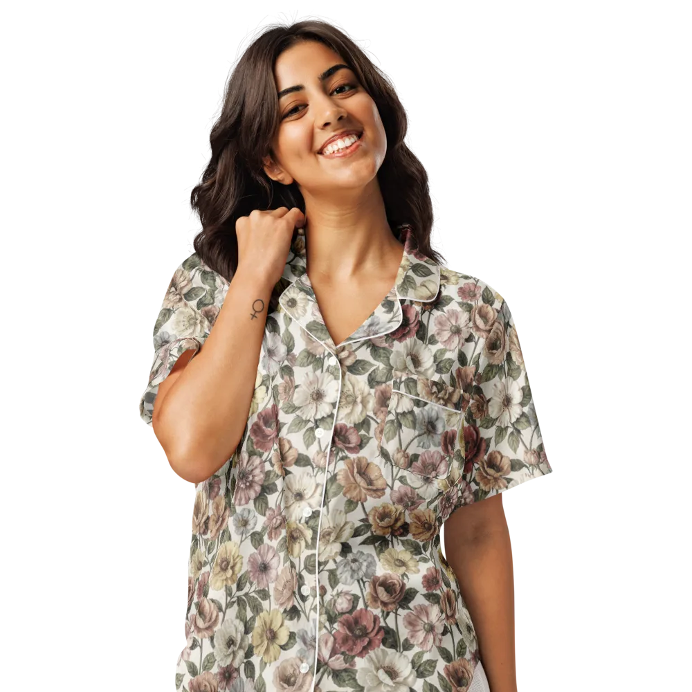 Heirloom Garden on Women's Short Sleeve Pajama Top — Front