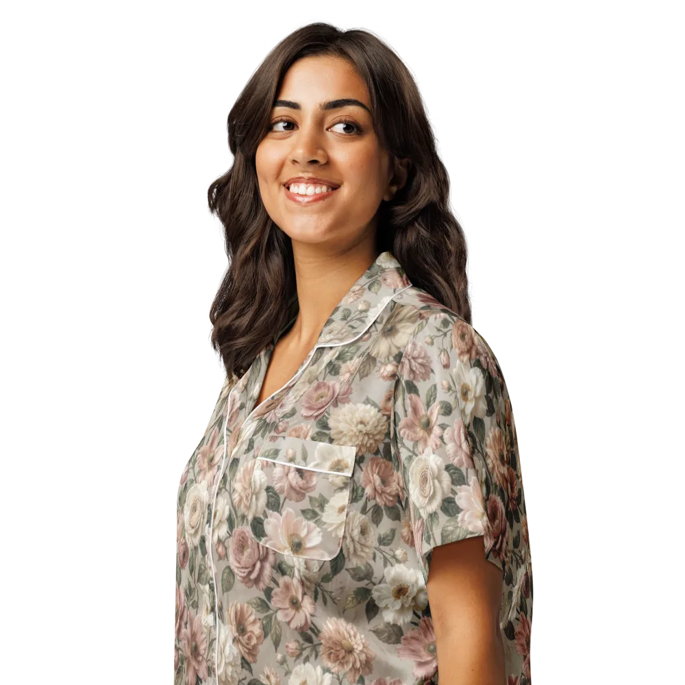 Blush Conservatory on Women's Short Sleeve Pajama Top — Left Front