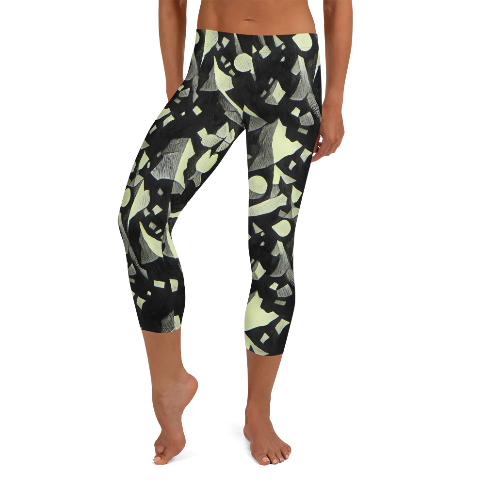 Obsidian Circuit on Capri Leggings — Front