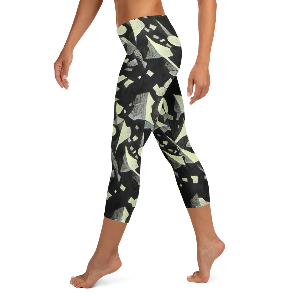 Obsidian Circuit on Capri Leggings — Left