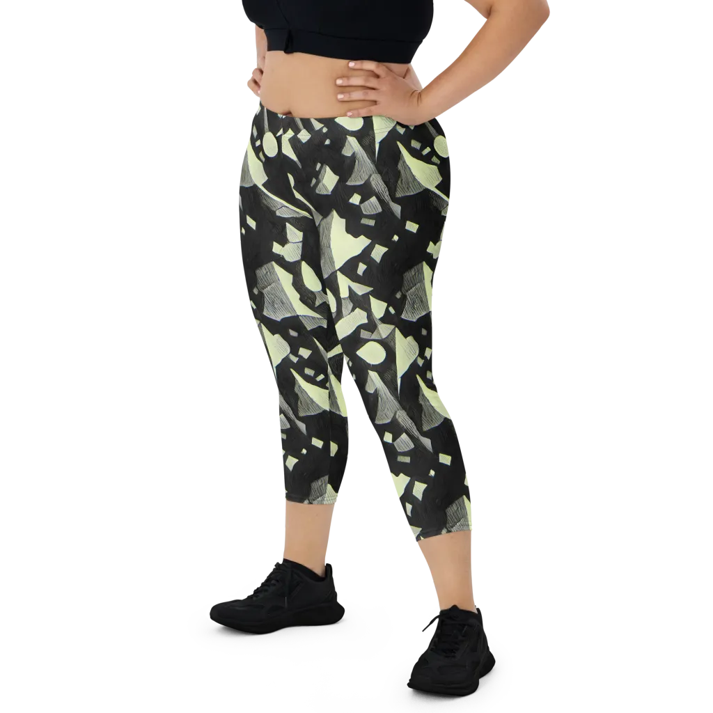 Obsidian Circuit on Capri Leggings — Front