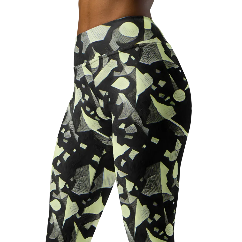 Obsidian Circuit on Yoga Leggings — Left Front