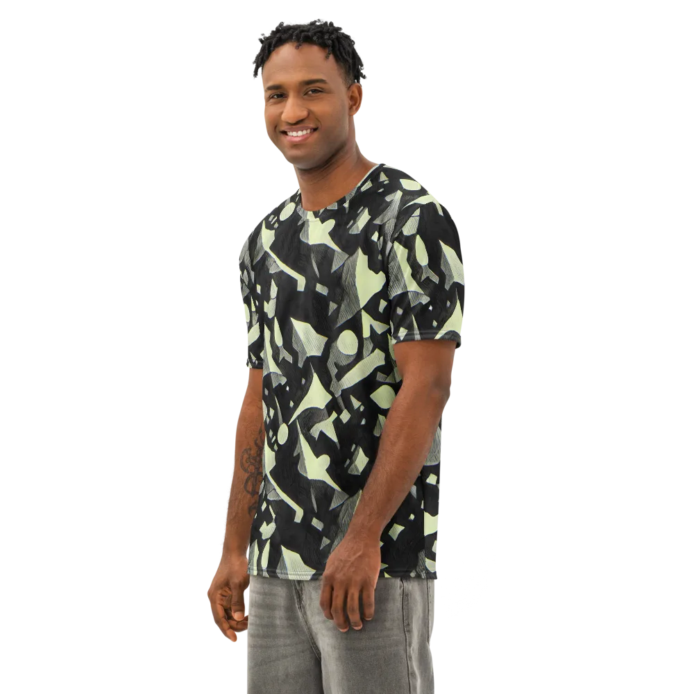Obsidian Circuit on Men's Cotton Crew Neck T-Shirt — Left Front