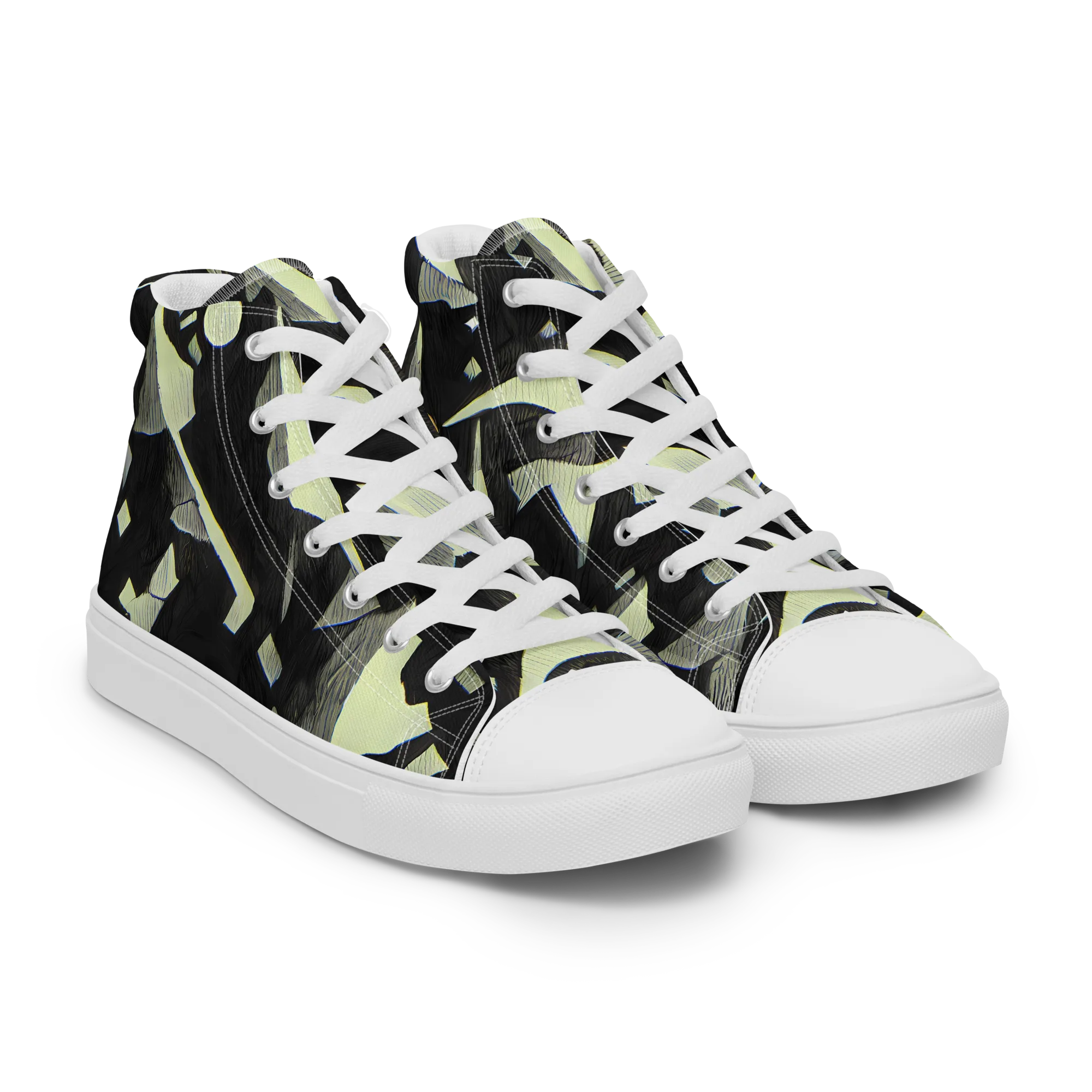 Obsidian Circuit on Men's High Top Canvas Shoes — Right Front
