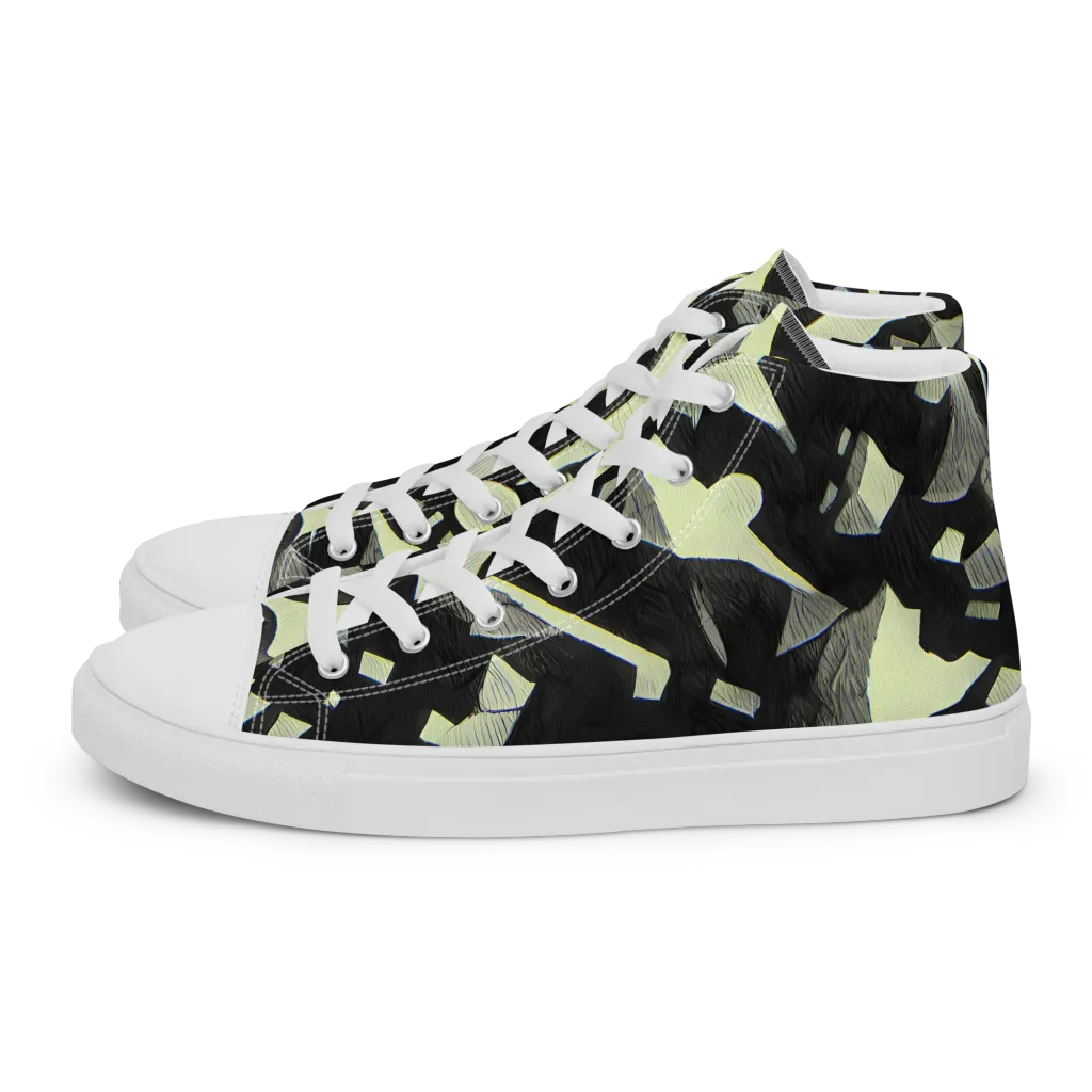 Obsidian Circuit on Men's High Top Canvas Shoes — Left