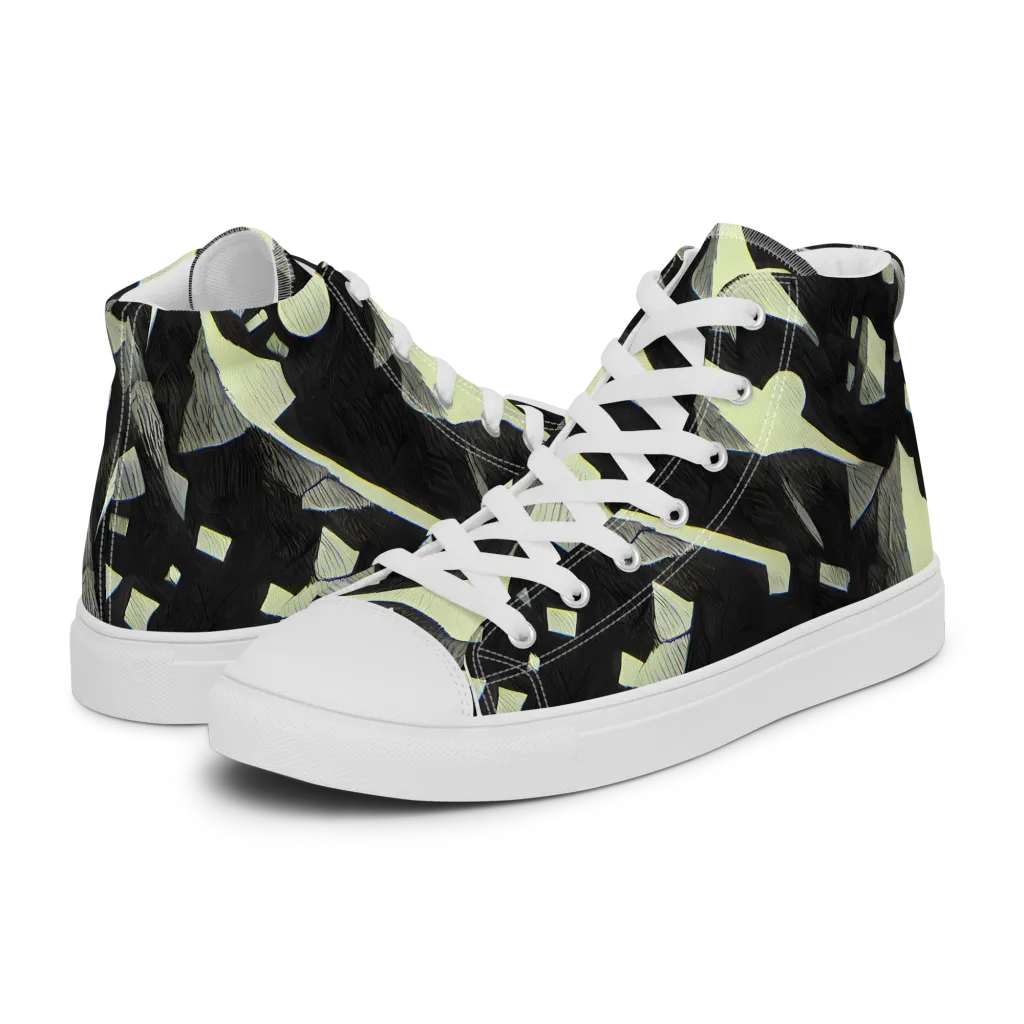Obsidian Circuit on Men's High Top Canvas Shoes — Left