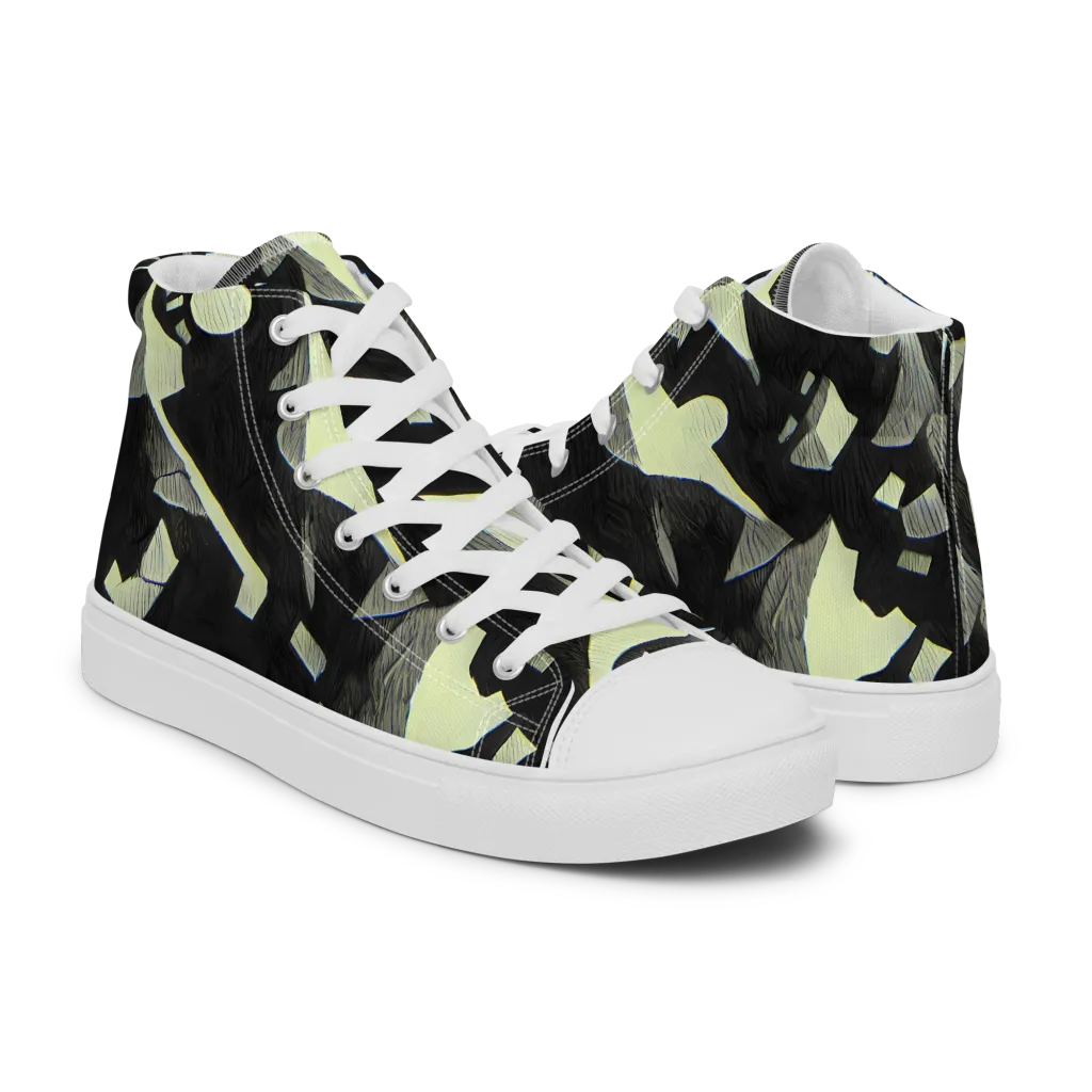 Obsidian Circuit on Men's High Top Canvas Shoes — Right