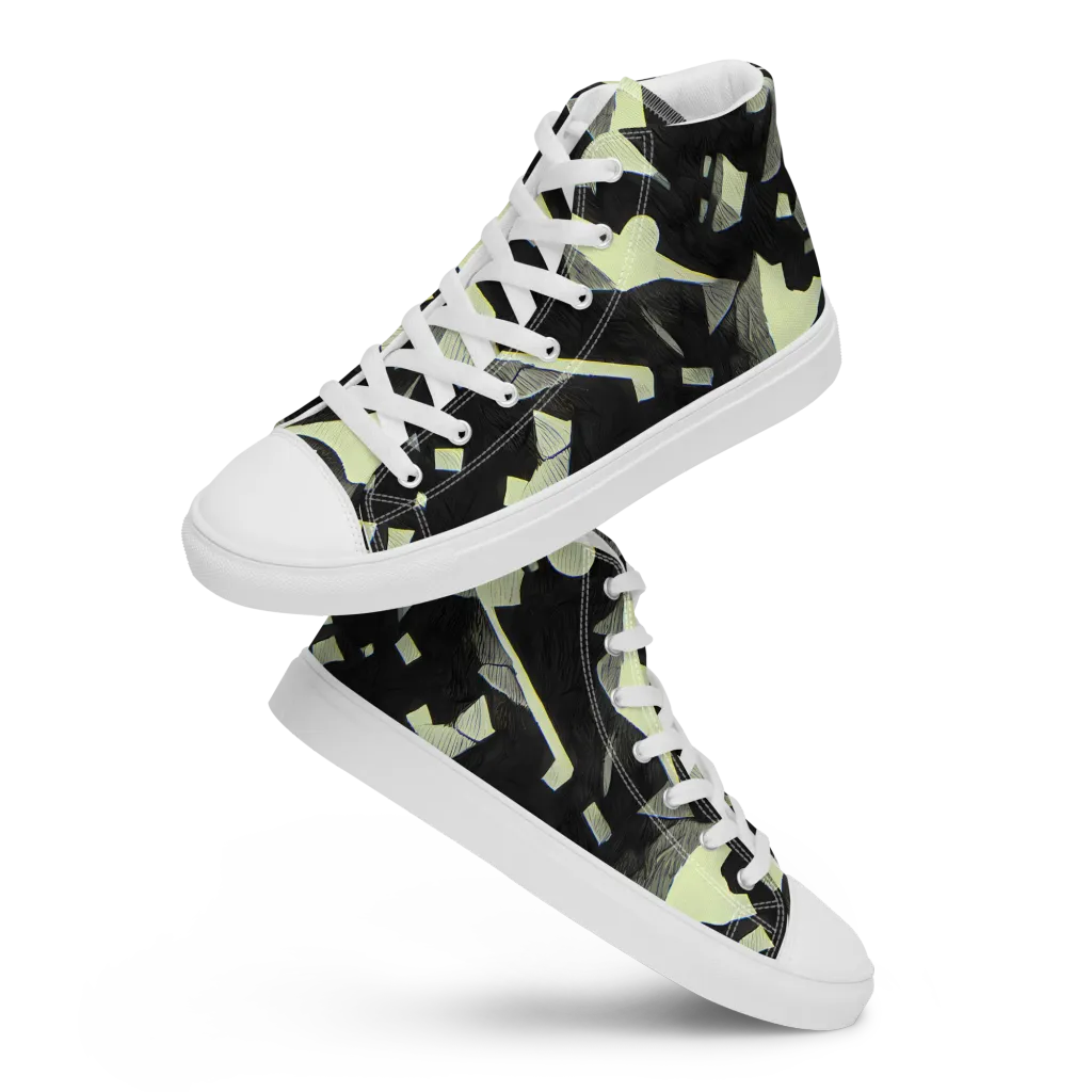 Obsidian Circuit on Men's High Top Canvas Shoes — Front
