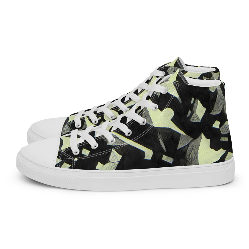 Obsidian Circuit on Women's High Top Canvas Shoes — Left