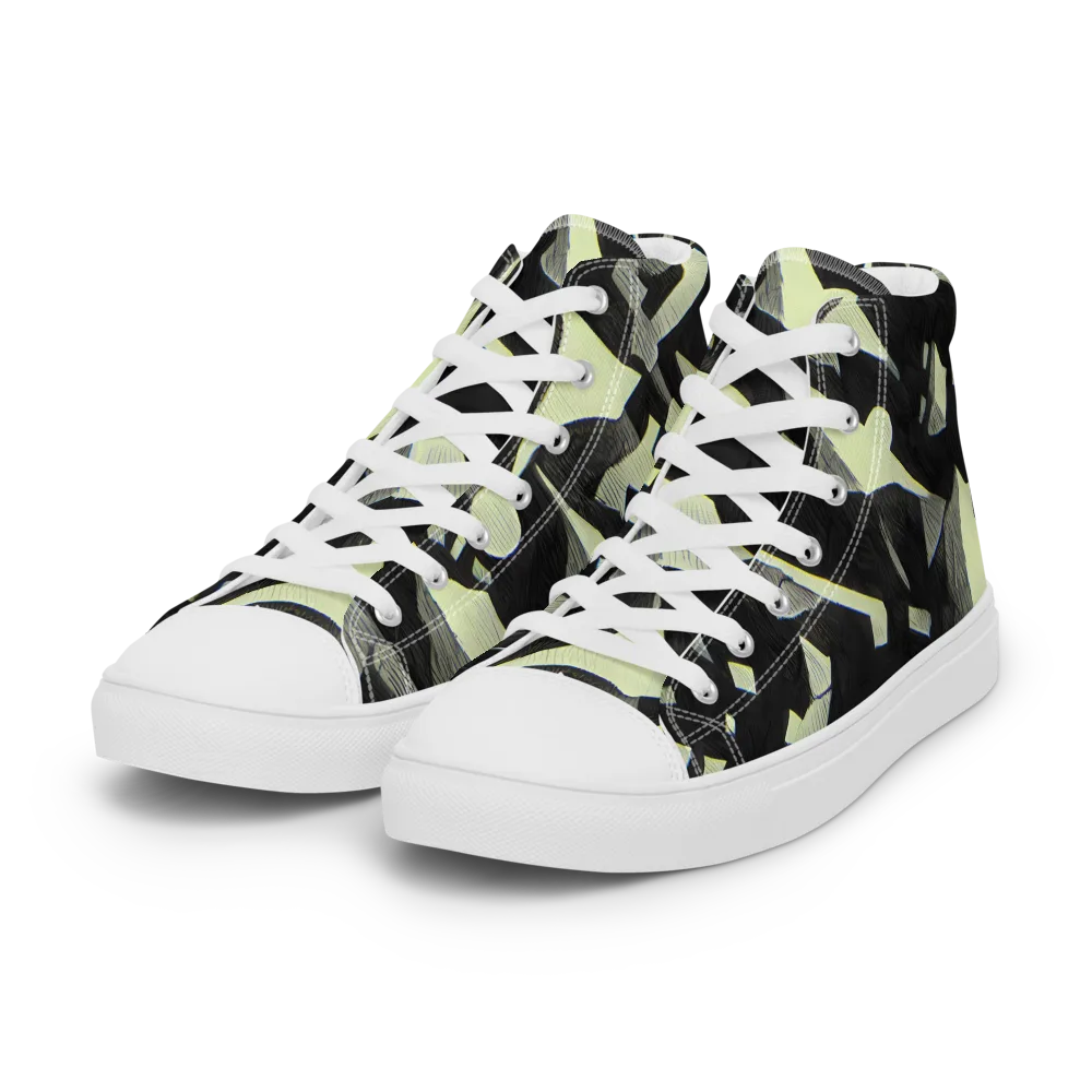 Obsidian Circuit on Women's High Top Canvas Shoes — Left Front
