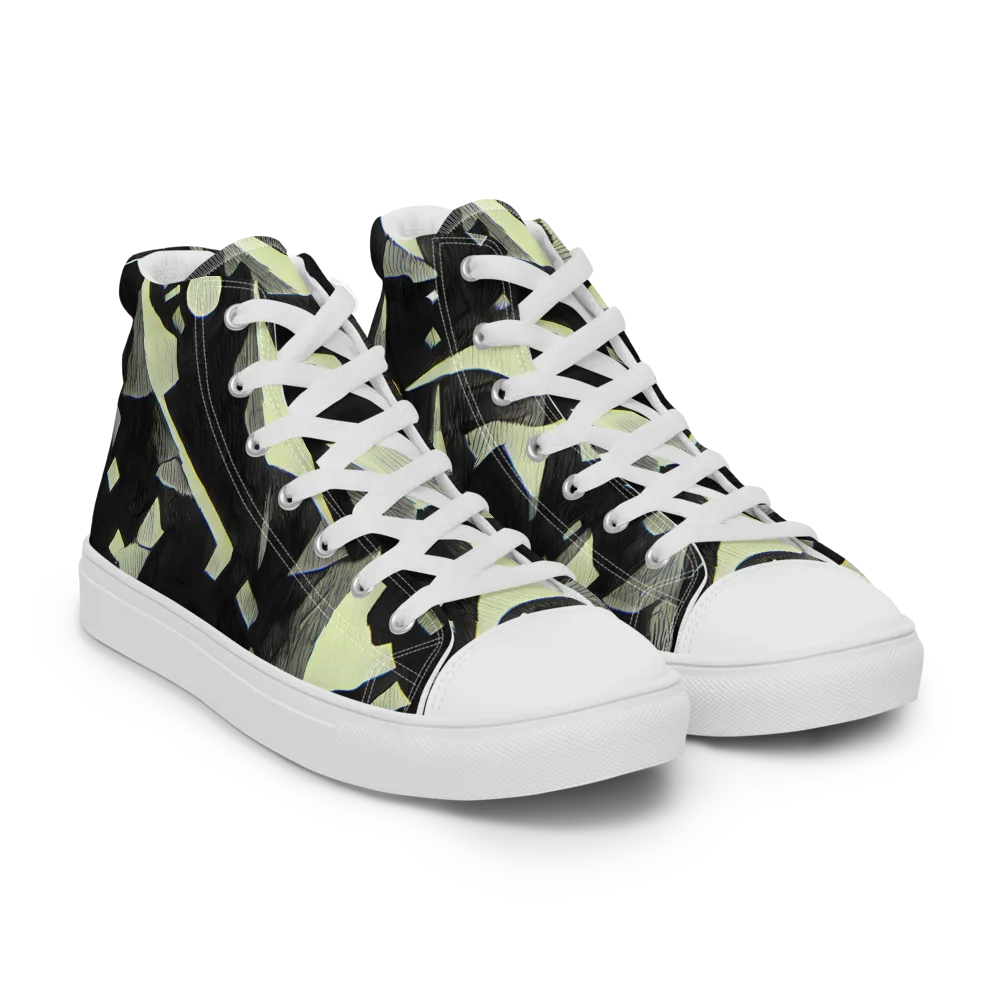 Obsidian Circuit on Women's High Top Canvas Shoes — Right Front