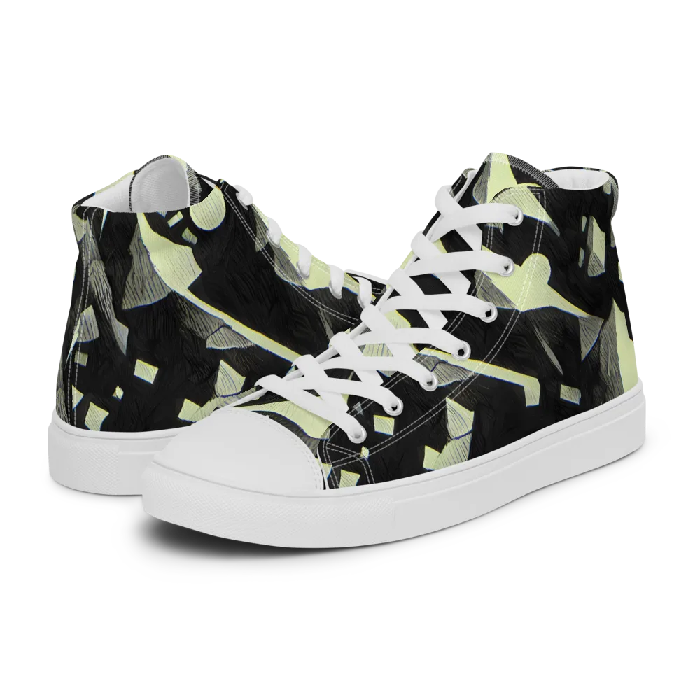 Obsidian Circuit on Women's High Top Canvas Shoes — Left