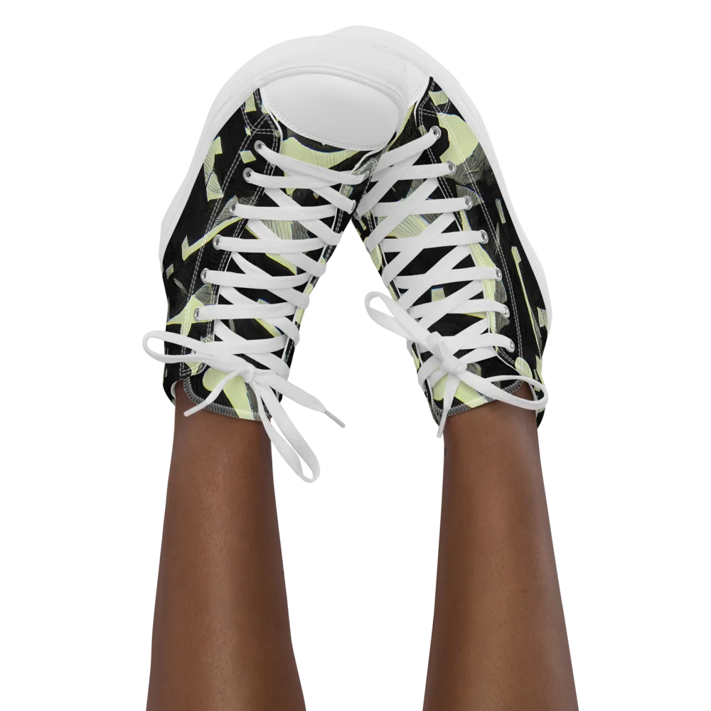 Obsidian Circuit on Women's High Top Canvas Shoes — Front