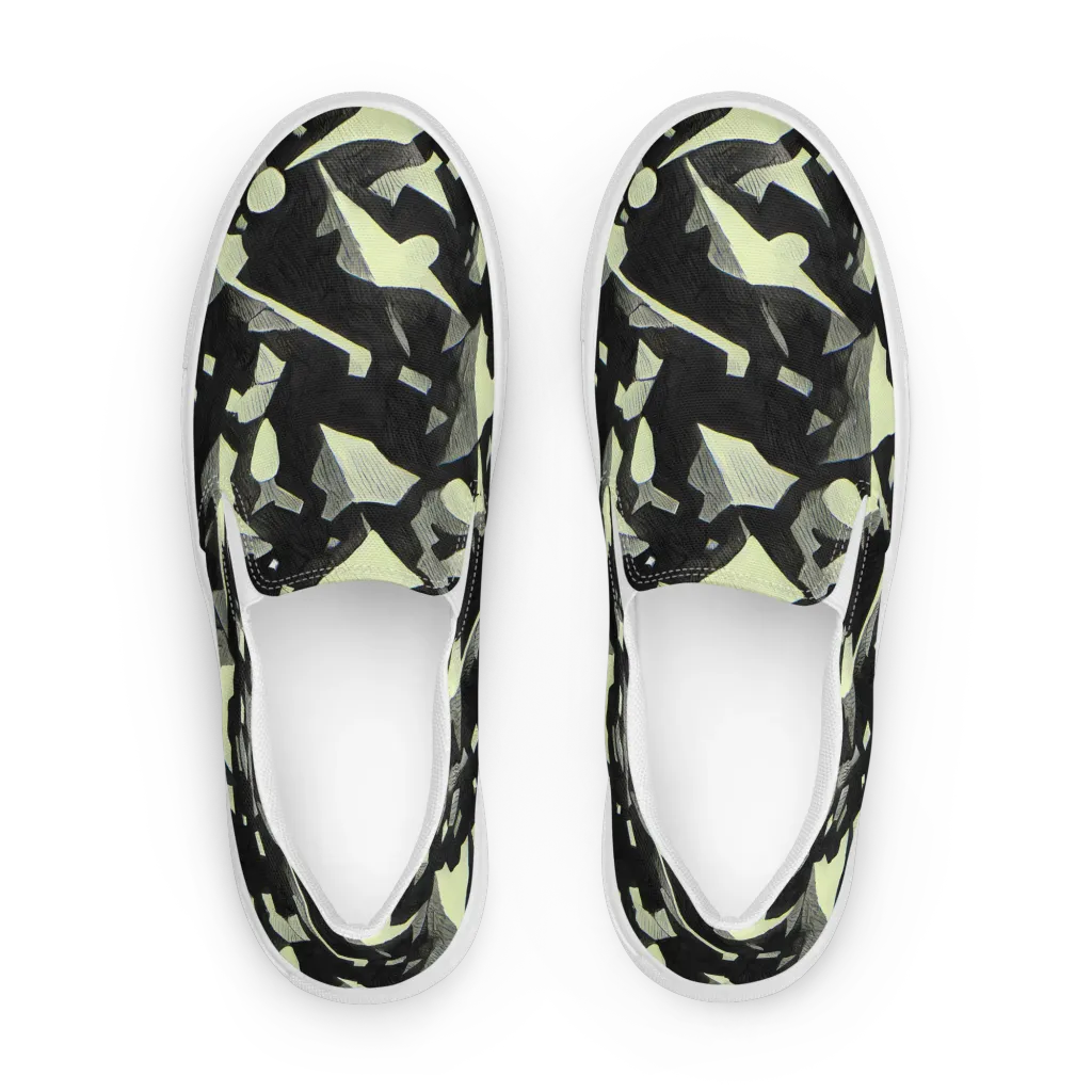 Obsidian Circuit on Men's Slip-On Canvas Shoes — Front