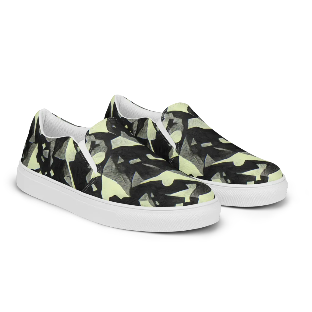 Obsidian Circuit on Men's Slip-On Canvas Shoes — Right Front
